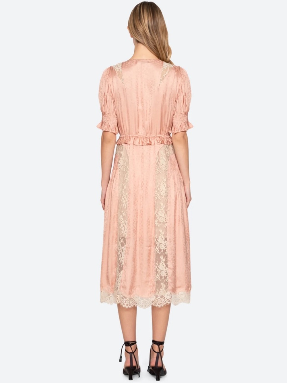 Sea New York Ethel Blush Lace-Trim Midi Dress - Picture 4 of 10